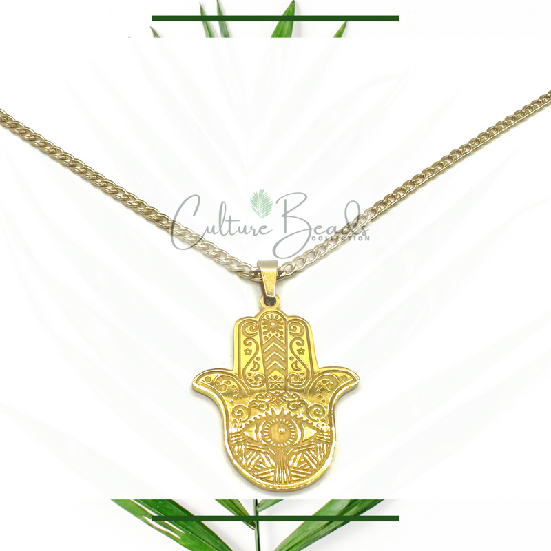 Africa Map Hamsa Necklace