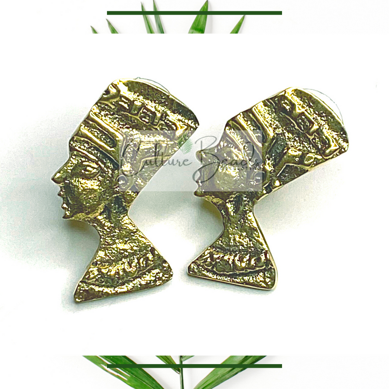 Queen Nefertiti Brass Earrings